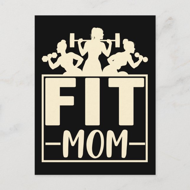 Fitness Mamma Gym Exercise Weightlift Mamma Vykort (Framsida)