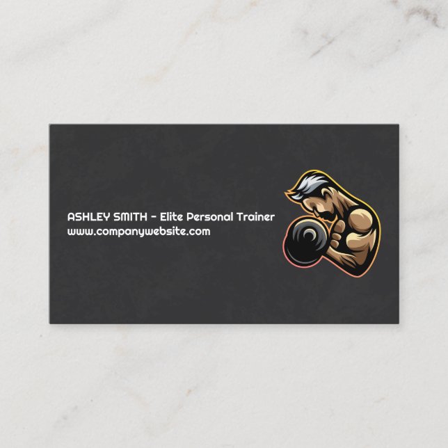 Fitness | Man Curling Weight Visitkort (Framsida)