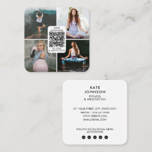 Fitness Meditation Yoga Anpassningsbar 4 Foton QR- Fyrkantigt Visitkort