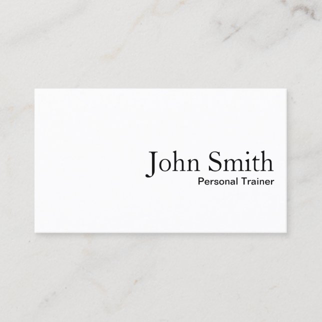 Fitness Minimalist Plain White Personal Trainer Visitkort (Framsida)