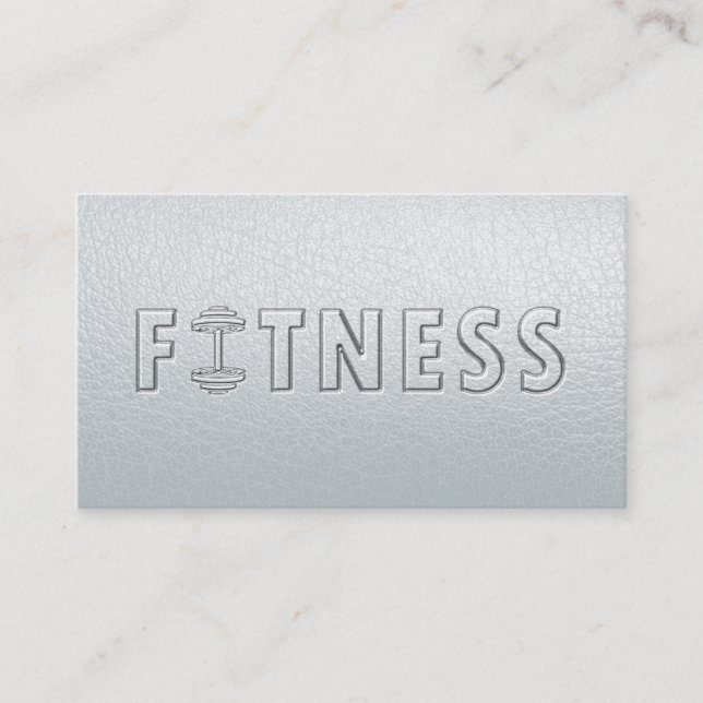 Fitness Modern fold Text Dumbbell White Leather Visitkort (Framsida)