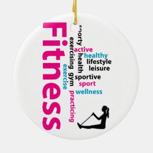 Fitness ord julgransprydnad keramik