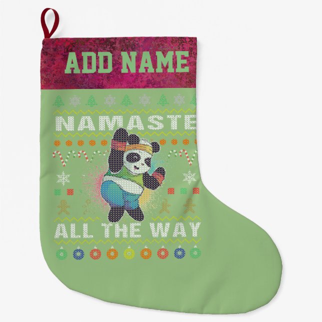 Fitness Panda Namaste hela vägen god jul Stor Julstrumpa (Framsidan)