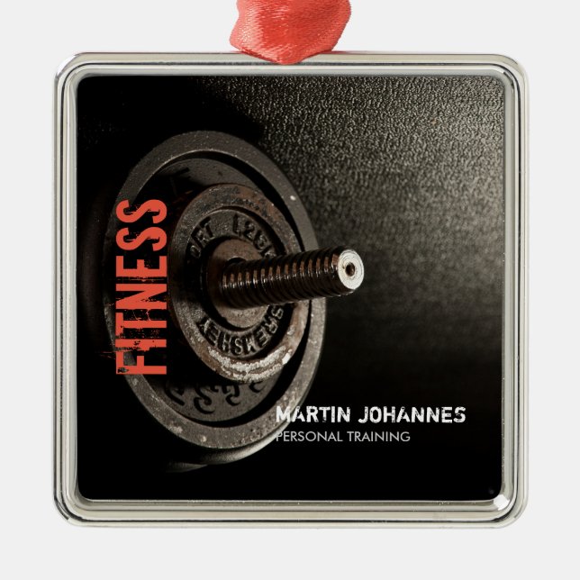 Fitness Personal Trainer Bodybuilding Modern Vass Julgransprydnad Metall (Framsidan)