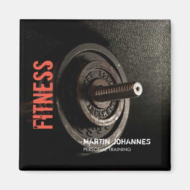 Fitness Personal Trainer Bodybuilding Modern Vass Magnet (Framsidan)