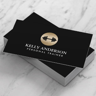 Fitness Personal Trainer Classy Black & Guld Visitkort