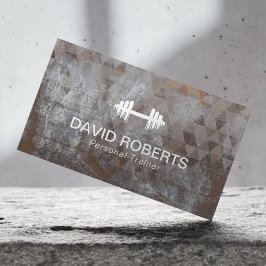 Fitness Personal Trainer Geometric Grunge Metall Visitkort