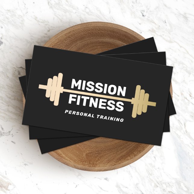 Fitness Personal Trainer Guld Barbell Visitkort (Skapare uppladdad)