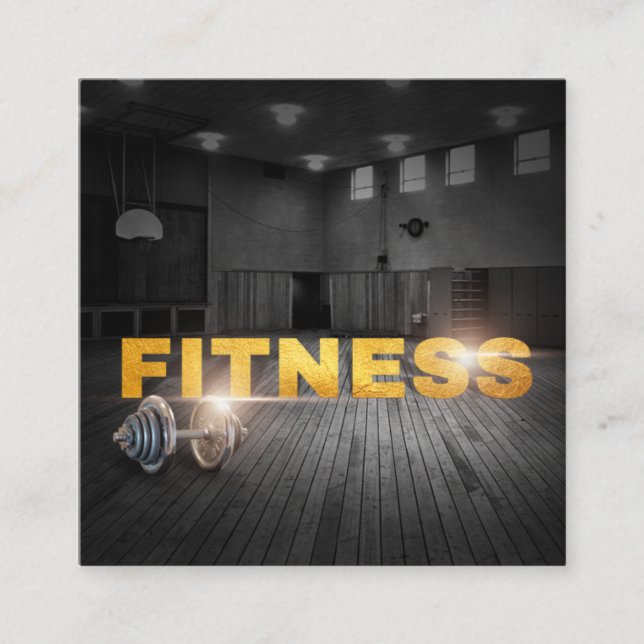 Fitness Personal Trainer Guld Typography Square Bu Fyrkantigt Visitkort (Framsida)