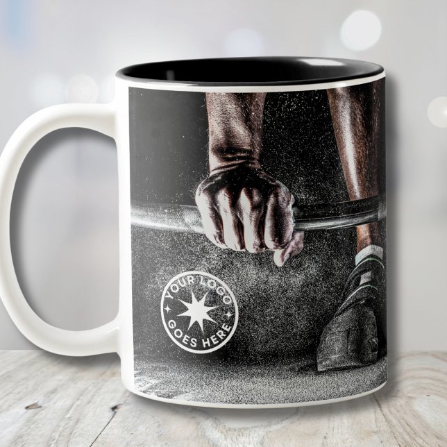 Fitness Personal Trainer Gym Två-Tonad Mugg (Fitness Weightlifting Barbell Personal Trainer Gym Two-Tone Coffee Mug)