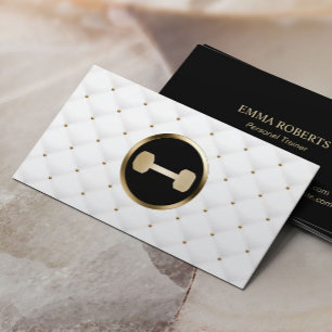 Fitness Personal Trainer Luxury Guld & White Visitkort
