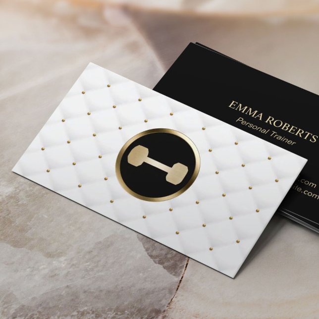 Fitness Personal Trainer Luxury Guld & White Visitkort (Skapare uppladdad)