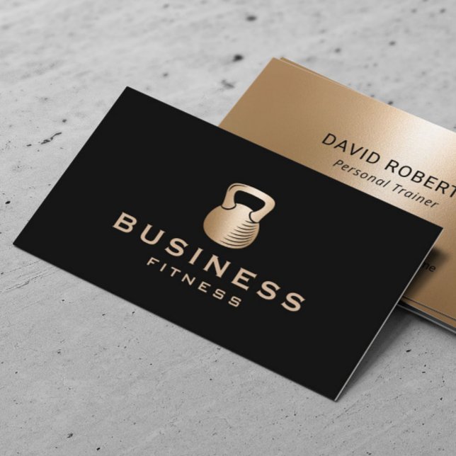 Fitness Personal Trainer Modern Guld Kettlebell Visitkort (Skapare uppladdad)