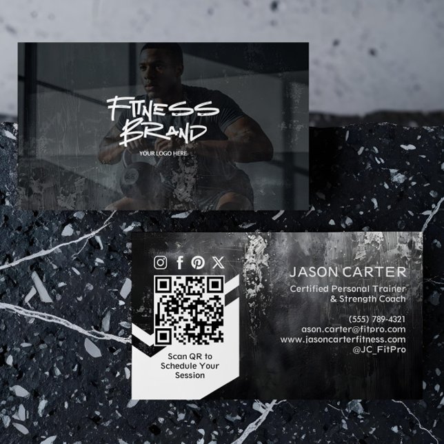 Fitness Personal Trainer Modern Trendy Sporty Visitkort (Fitness Personal Trainer Modern Trendy Sporty Business Card)