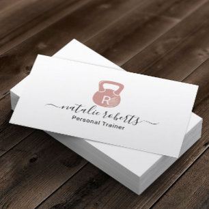 Fitness Personal Trainer Rosa Kettlebell Logotyp Visitkort