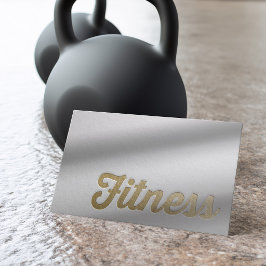 Fitness Personlig Tränare Minimal Vit Guld Präglin Visitkort