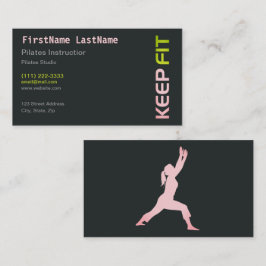 Fitness Pilates-instruktör på vit visitkort
