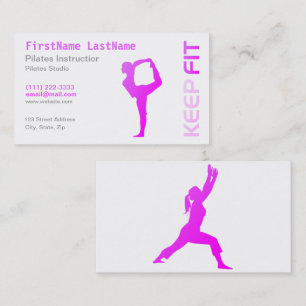 Fitness Pilates-instruktör på vit visitkort