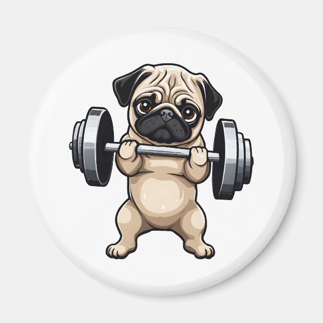 Fitness Pug Magnet (Framsidan)