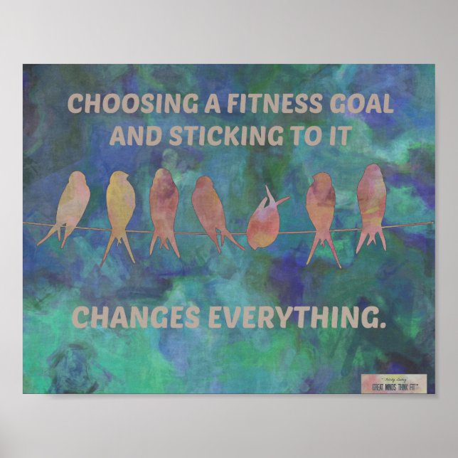 Fitness Quote: Birds and Blues Poster (Framsidan)