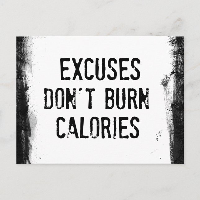 Fitness Quote. Excuses Burn Vykort (Framsida)