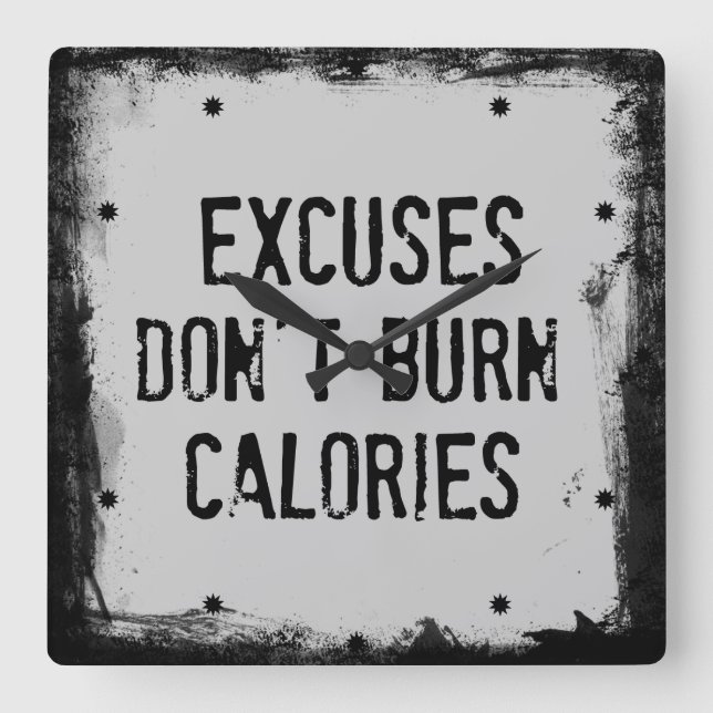 Fitness Quote. Skål inte Fyrkantig Klocka (Framsida)