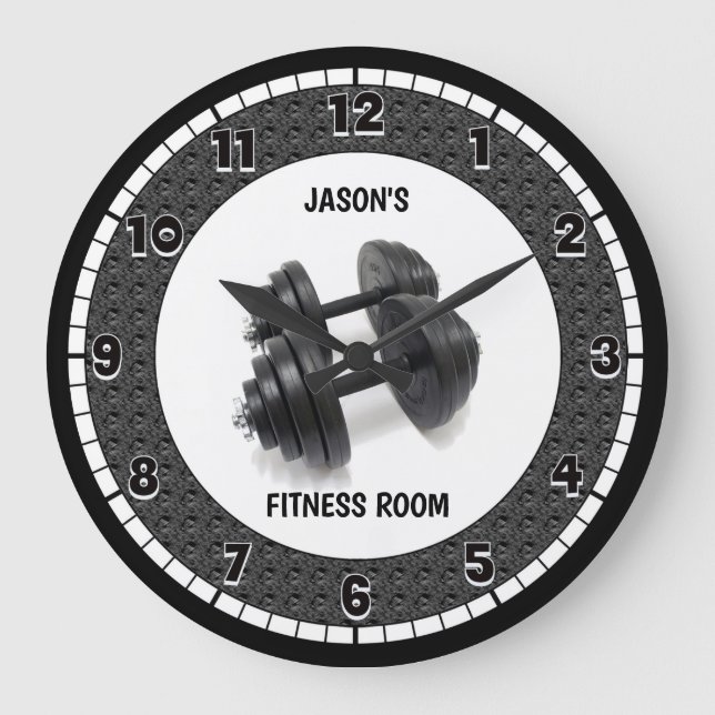 Fitness Room Grått Anpassningsbar Stor Klocka (Framsida)