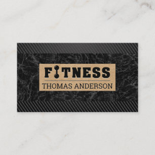 Fitness Stånglogotyp Svart Kol Marmor Visitkort