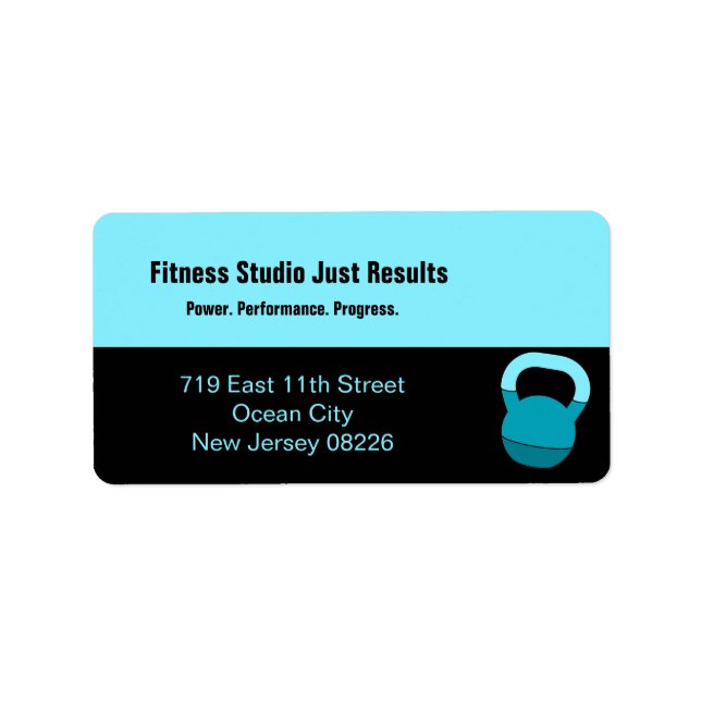 Fitness Studio Name Specialty Kettlebell Address Adressetikett (Framsidan)