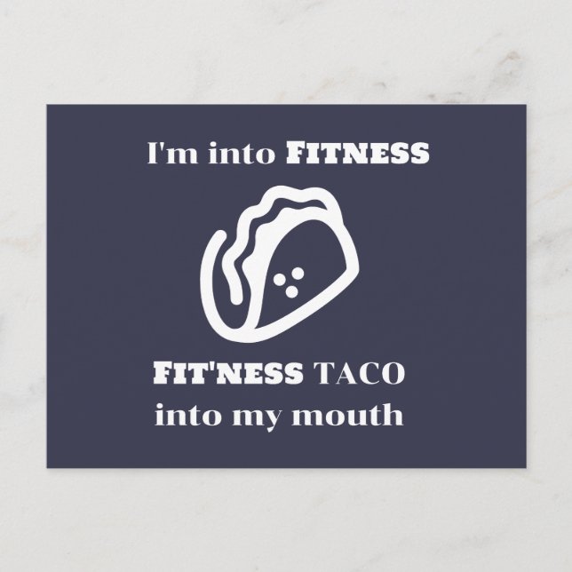 Fitness TACO Funny Sarkastic Novelty Graphic Gift Vykort (Framsida)