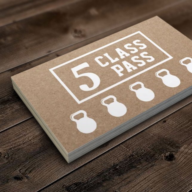 Fitness Trainer 5 Class Pass Rustic Kraft Loyalty Lojalitetskort (Skapare uppladdad)