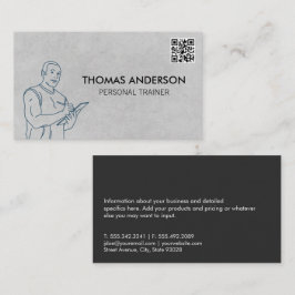 Fitness Trainer Holding Clipboard | QR-kod Visitkort