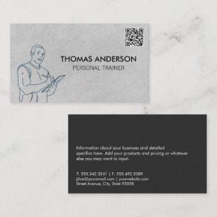 Fitness Trainer Holding Clipboard QR-kod Visitkort