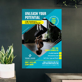 Fitness Trainer Modern Photo Blue Marknadsföring G Poster