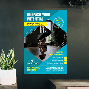 Fitness Trainer Modern Photo Blue Marknadsföring G Poster
