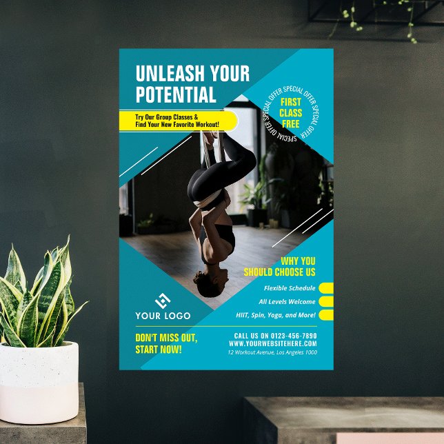 Fitness Trainer Modern Photo Blue Marknadsföring G Poster (Skapare uppladdad)