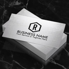 Fitness Trainer Modern Silver Monogram Visitkort