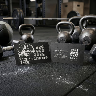 Fitness Tränare Gym Kettlebell Klass Pass Lojalite Visitkort