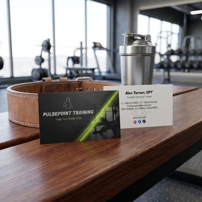 Fitness Tränare Verksamhet | Svart Silver Visitkort (Skapare uppladdad)