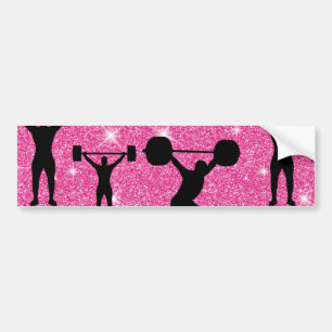 Fitness Träning Gympa Sport Rosa Glitter Bildekal