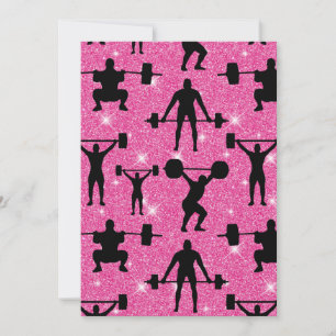 Fitness Träning Gympa Sport Rosa Glitter Inbjudningar