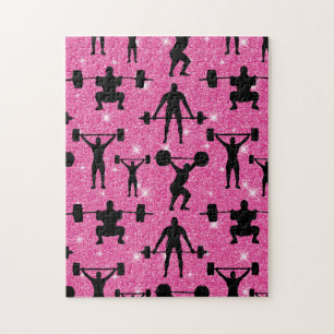 Fitness Träning Gympa Sport Rosa Glitter Pussel