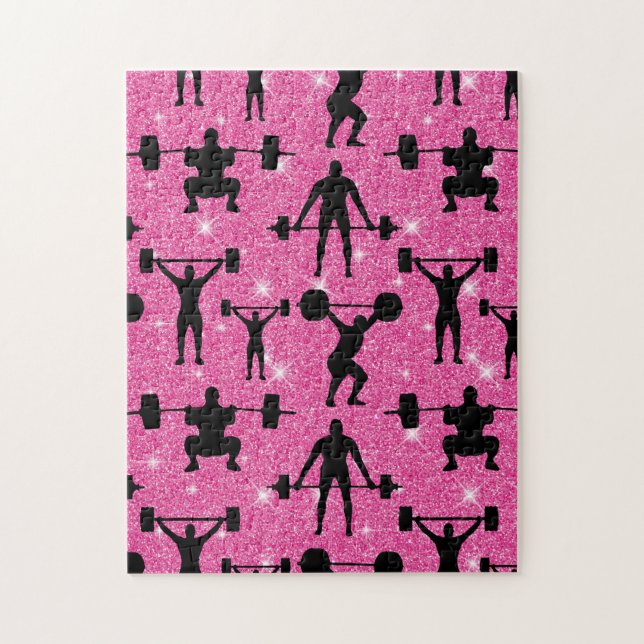 Fitness Träning Gympa Sport Rosa Glitter Pussel (Vertikal)