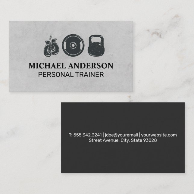 Fitness-utrustning | Vikter och Boxinghandskar Visitkort (Fram/baksida)