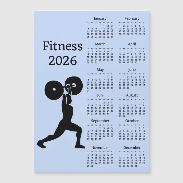 Fitness Weight Lifting 2026 Calendar Magnetic Card (Framsida)