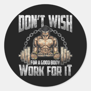 Fitness Weightlift Barbell och Work Out Runt Klistermärke