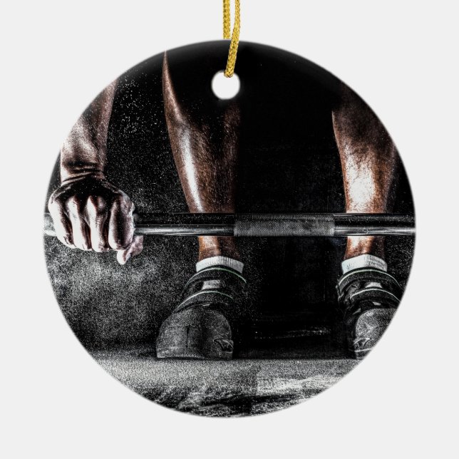 Fitness Weightlyftande Gym Workout Julgransprydnad Keramik (Framsidan)