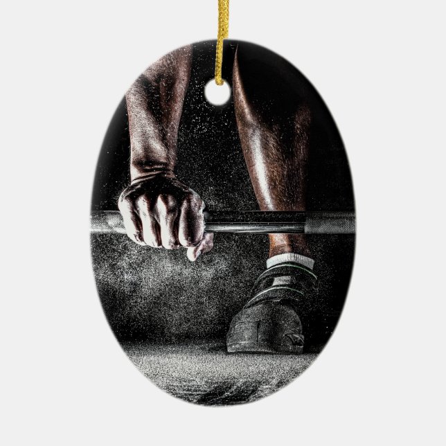 Fitness Weightlyftande Gym Workout Julgransprydnad Keramik (Framsidan)