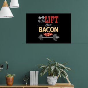 Fitness Will Hiss för Bacon BodyBuilder Roligt Bar Poster