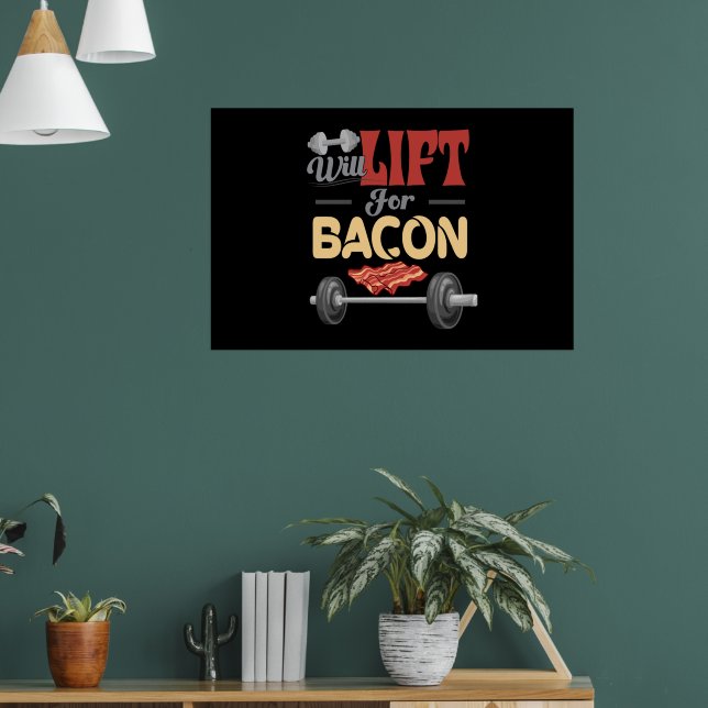 Fitness Will Hiss för Bacon BodyBuilder Roligt Bar Poster (Vardagsrum 1)